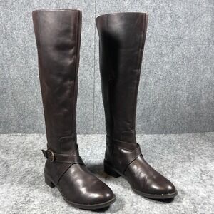 INC International Concepts Fadora Boots Womens 8M Brown Leather Wide Calf Riding